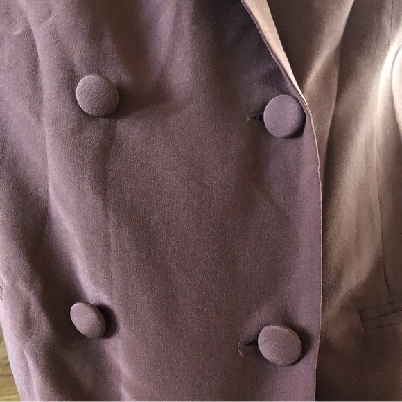 Vintage Sephanie Andrews brown 100% silk double button menswear blazer in 10P - Picture 4 of 7